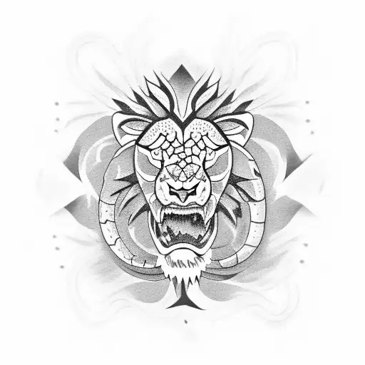 Lion Crocodile And Snake