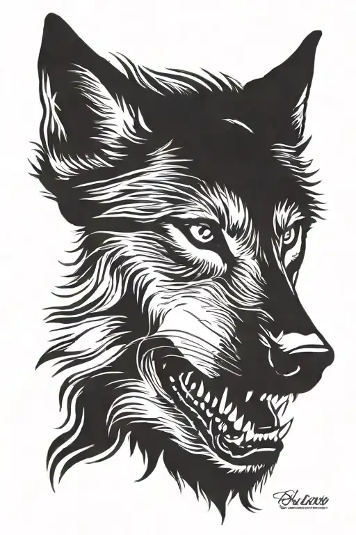 Wolf In Profile With Open Mouth