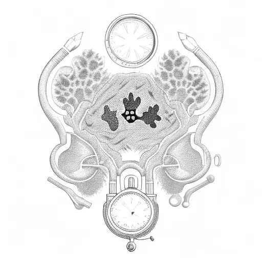 A Blackwork Design Of A Veterinary Stethoscope Surrounded By Animal Paw Prints