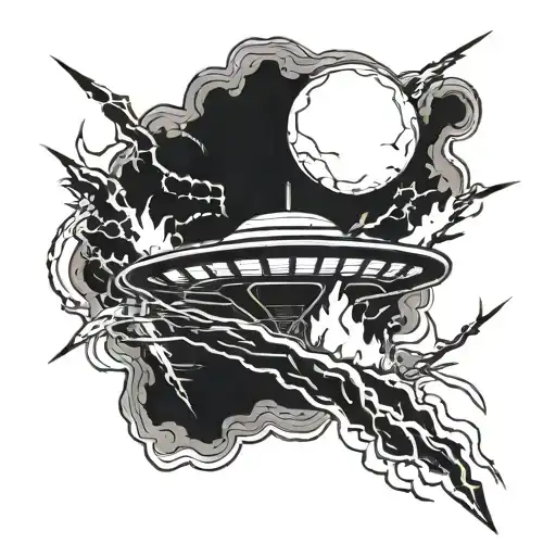 Evil Ufo Ship With Lightning Bolts