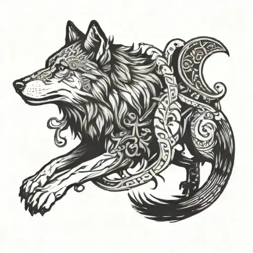 Combine A Wolf And A Greek Mythology Figure In A Unique Design