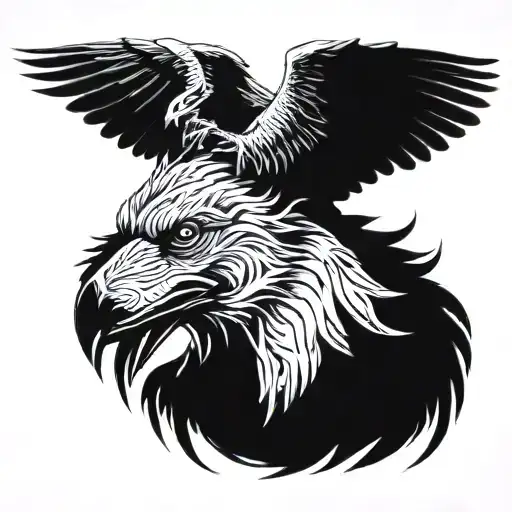 Raven On A Wolf Head