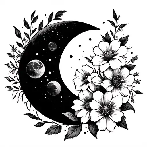 Flowers And Moon