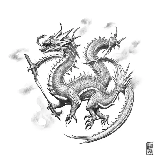 Master Yi Facing Off Against A Dragon In A Dramatic Battle