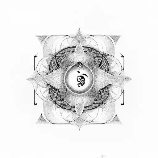 An Abstract Representation Of The 'Hari Om' Mantra Using Geometric Shapes And Lines