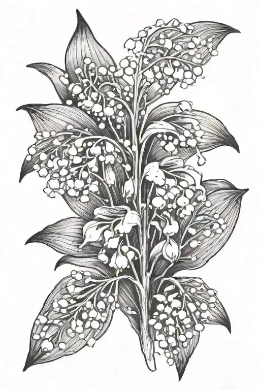 Upper Thigh Tattoo Lily Of The Valley With No Leaves With Small Wasps