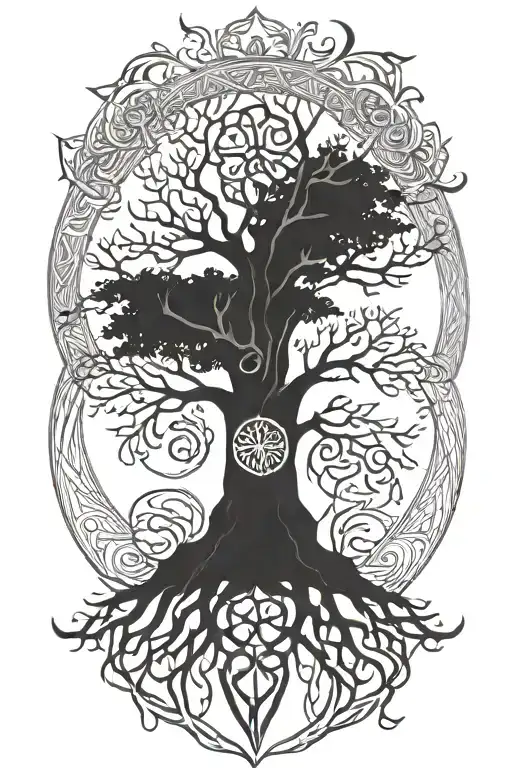 Tree Of Life With A Triquetra Front And Center