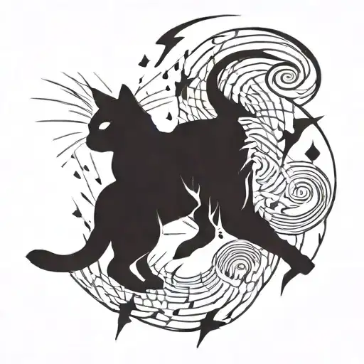 Combine A Cat Silhouette With Energy Symbols Like Lightning Bolts
