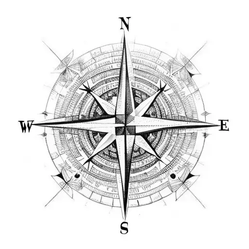 A Compass Rose With Intricate Details And Landmarks From All The Places You've Traveled To