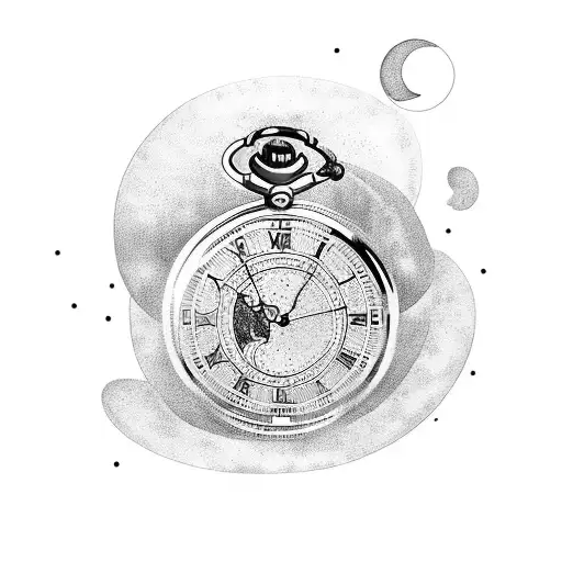 A Pocket Watch With A Quarter Moon Inside