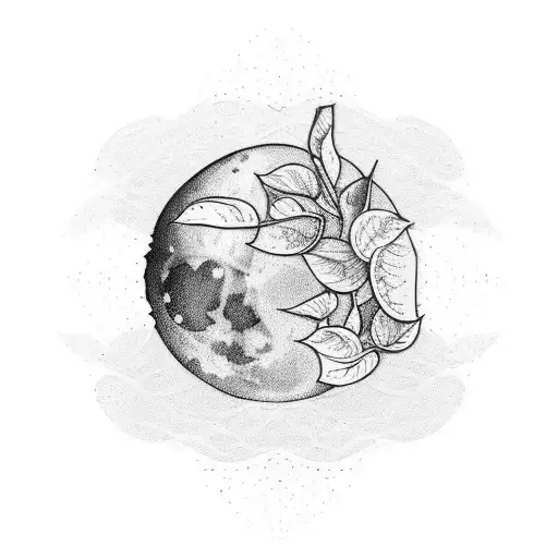 A Simple Tattoo Featuring The Veining Of A Pothos Leaf Transforming Into A Full Moon