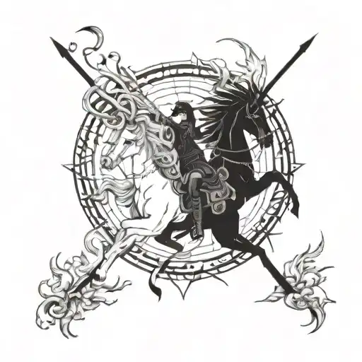 Phoenix Rising And Sagittarius Archer Riding