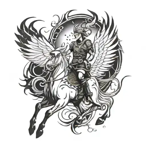 Phoenix Rising And Sagittarius Archer Riding