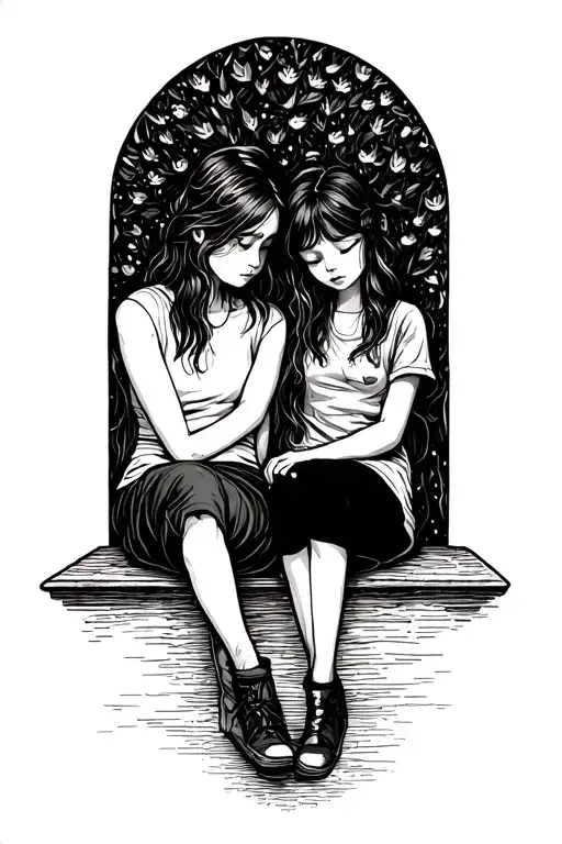 Father Daughter Sitting Sad