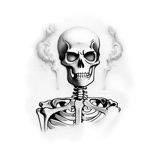 Skeleton Smoking At A Computer