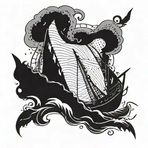 Incorporate Viking Ship Sailing Through Rough Seas With Rune Symbols Scattered In The Background