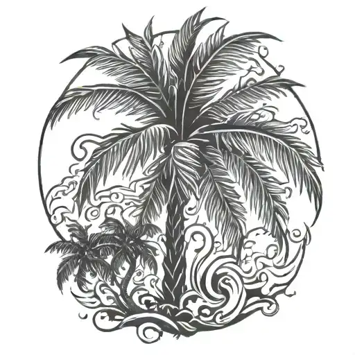 Palm Tree And Flames