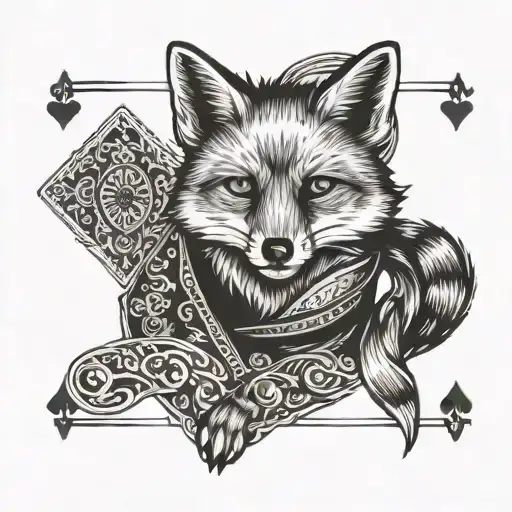 A Fox Playing Cards With A Mischievous Expression
