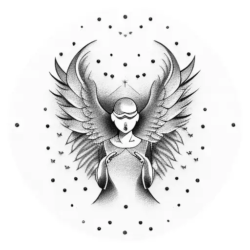 A Basketball Hoop Surrounded By Angel Wings