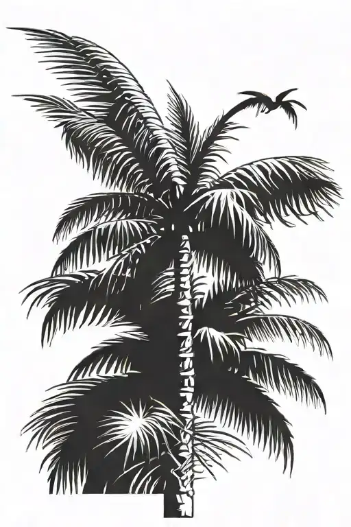 Palm Tree Only Without Background And With Leaves Only On The Top