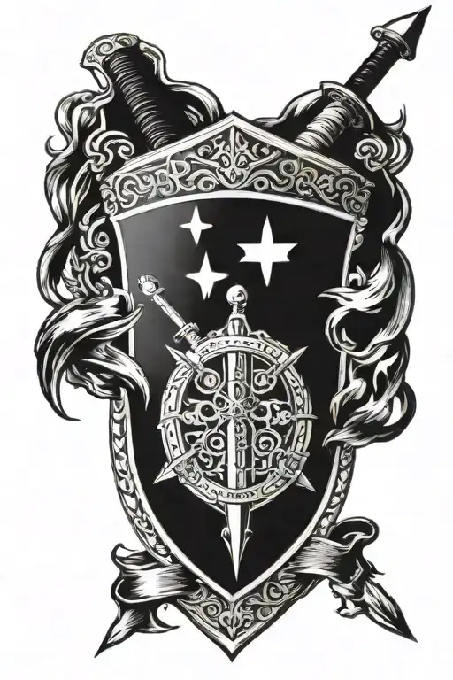 The World Is Yours Written Under A War Sword Shield Cross Royalty