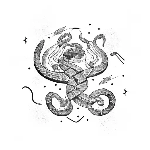 Scorpio With A Snake Constellation Overlay