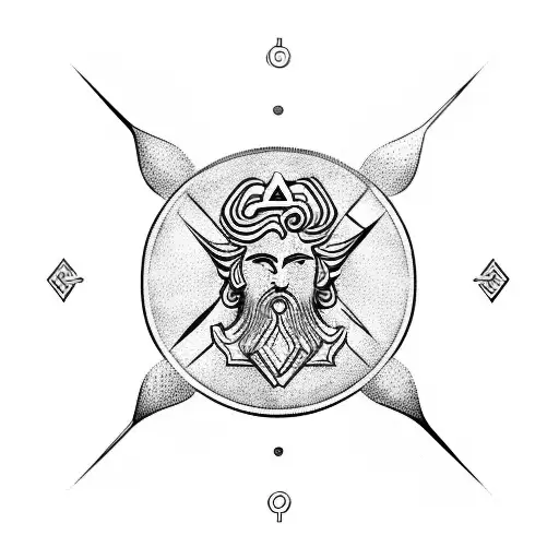 Combine The Symbol Of The Greek God Poseidon With Geometric Shapes