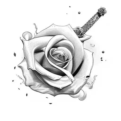 Sword With Rose Steam Wrapped Around It