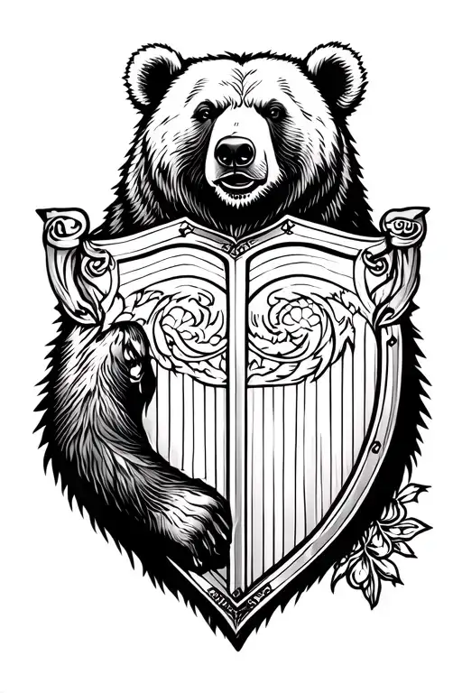 Bear Bear And Shield On Forearm