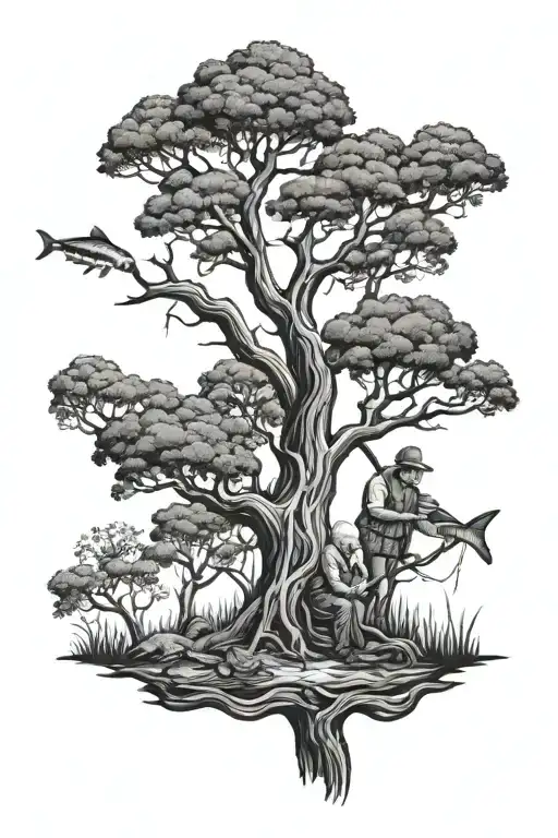 Dementia Tree With 2 Grandpas Hunting And Fishing