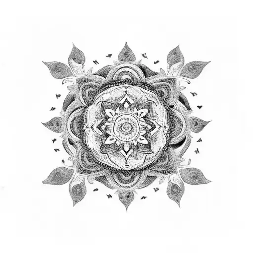 An Intricate Mandala Design Incorporating Symbols That Represent Love And Passion