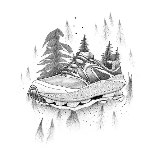 A Trail Running Shoe Surrounded By A Forest Of Beanstalks