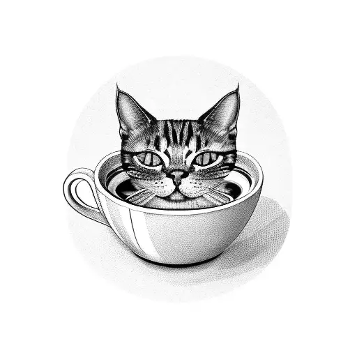 Cat In A Cup Of Coffee