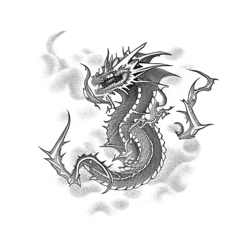 Azure Dragon In Clouds