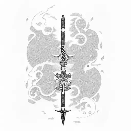 Long Sword With The Japenese Words Fall In Love With Yourself First Written In It