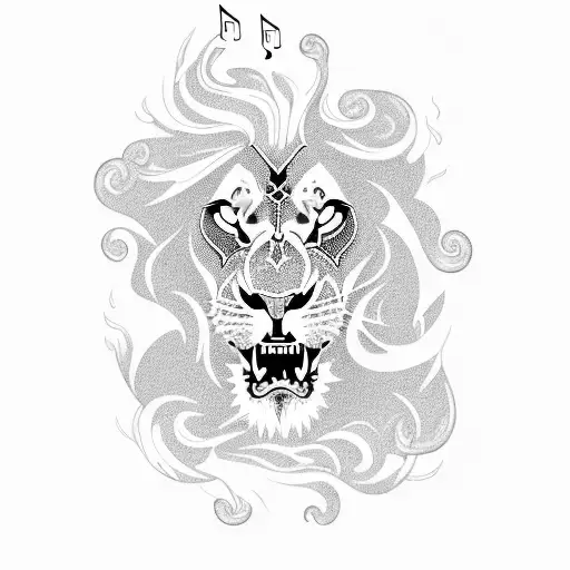 A Lion Roaring With Musical Notes And Fire Emanating From Its Mouth