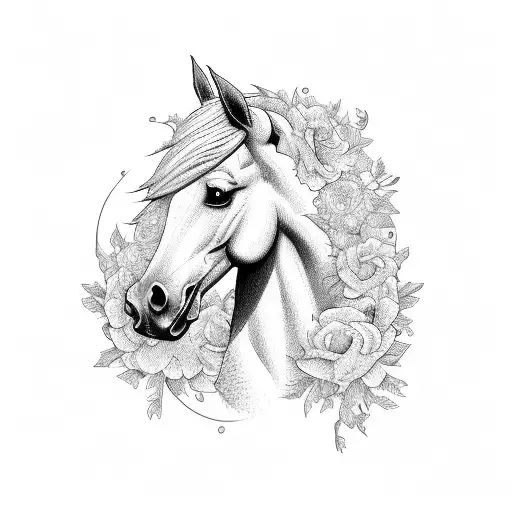 A Majestic Horse Galloping Through A Field Of Blooming Flowers