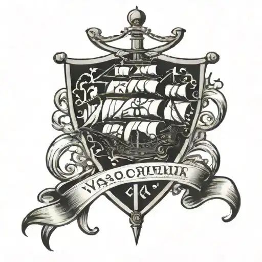 Vasco Da Gama Caravel Shield And Pirate