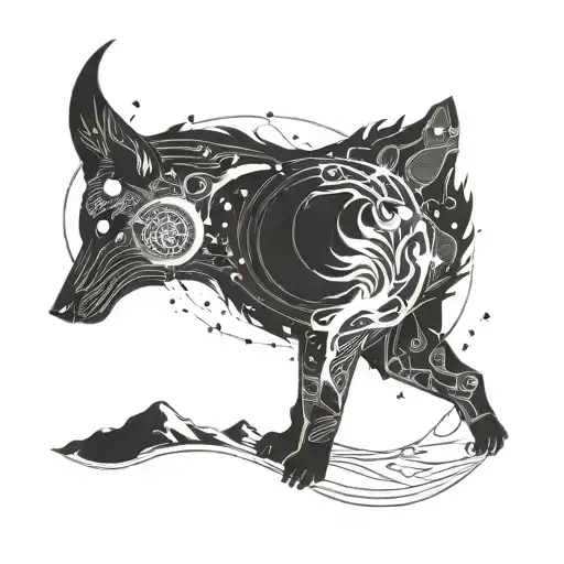 A Cosmic Black Hole Merging With A Wolf Silhouette