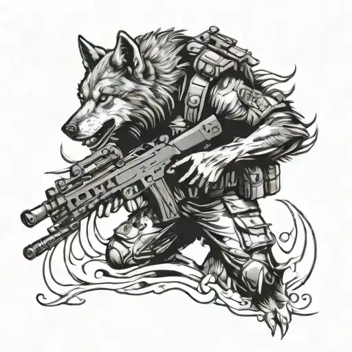Soldier Wolf Carrying A Weapon