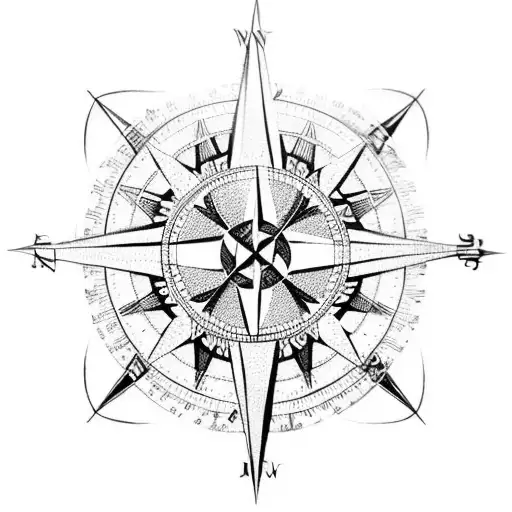 A Compass Rose With Intricate Details And Landmarks From All The Places You've Traveled To