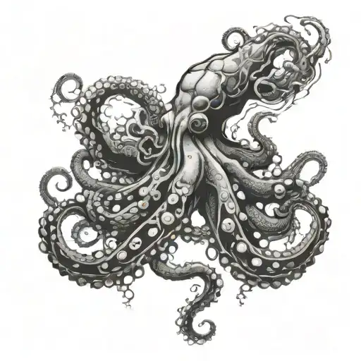 A Surreal Smoking Octopus Surrounded By Swirling Smoke Tendrils