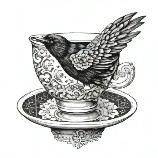 Teacup Crow Garnet Jewel