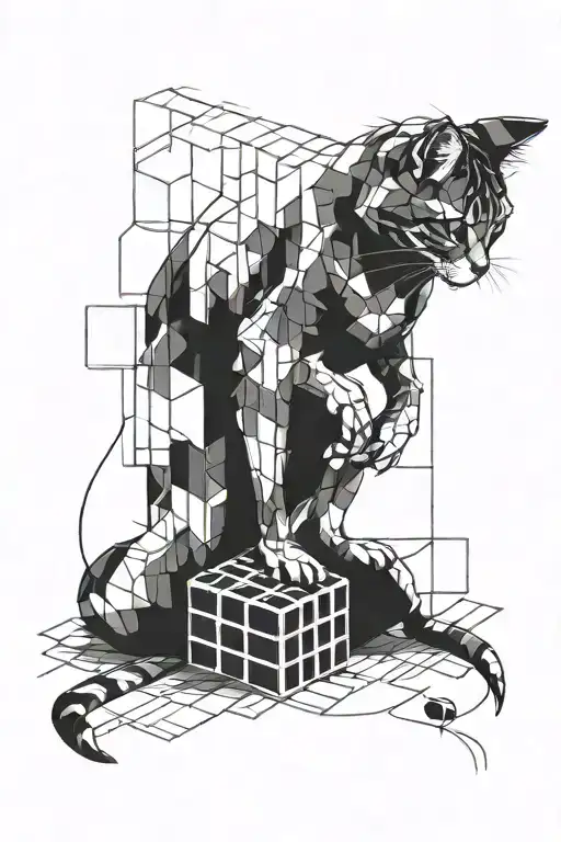Cat Trying To Solve A Rubiks Cube