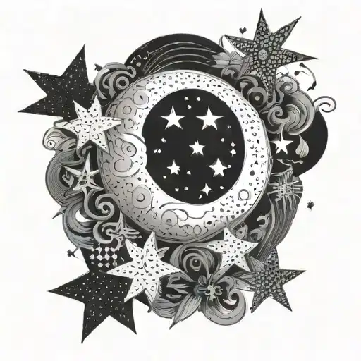 Moon And Stars Representing