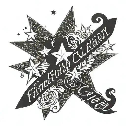 Fine Line Stars With The Words 'Finally Clean' In Cursive