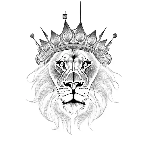 A Lion's Head With A Crown Symbolizing Strength And Courage