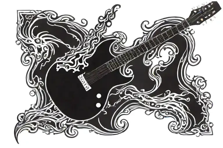 Guitar Neck Right Forearm Flames