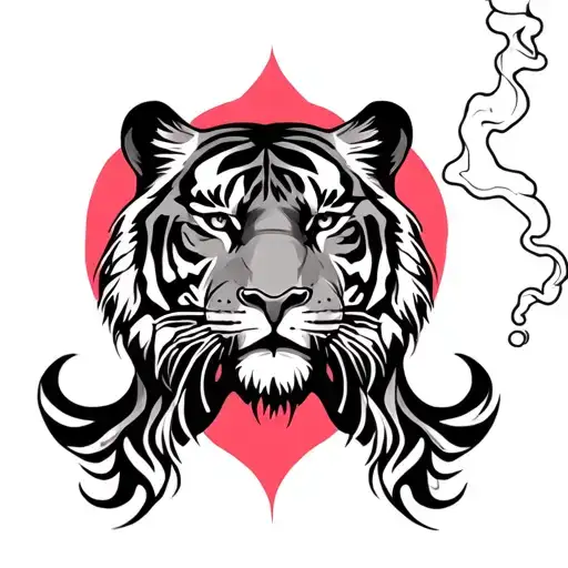 Lion And Tiger Smoking