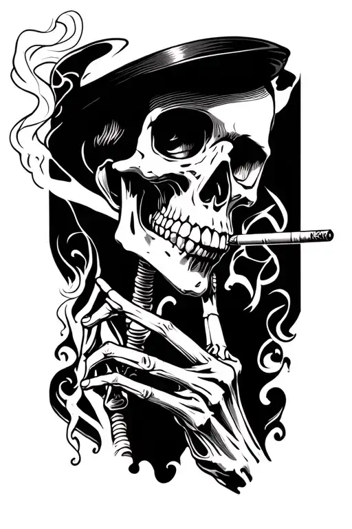 Skeleton Smoking A Cigarette